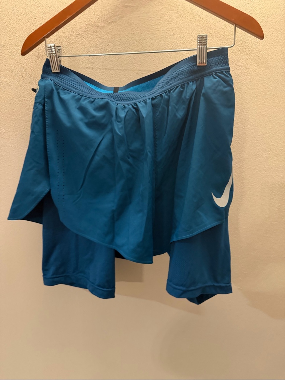 Nike AeroSwift 2-in-1 Running Shorts Teal Blue Compression Liner Womens Medium